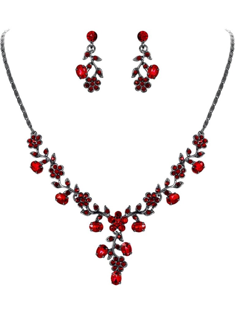 Elegant Austrian Crystal Flower Leaf Bridal Jewelry Set - Perfect for Weddings